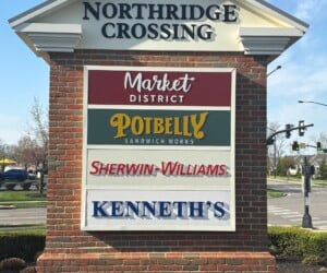 Monument Sign | Push-thru Acrylic Letters with Illuminated Box Monument sign with push-thru acrylic letters and illuminated box for a Columbus retail shopping center